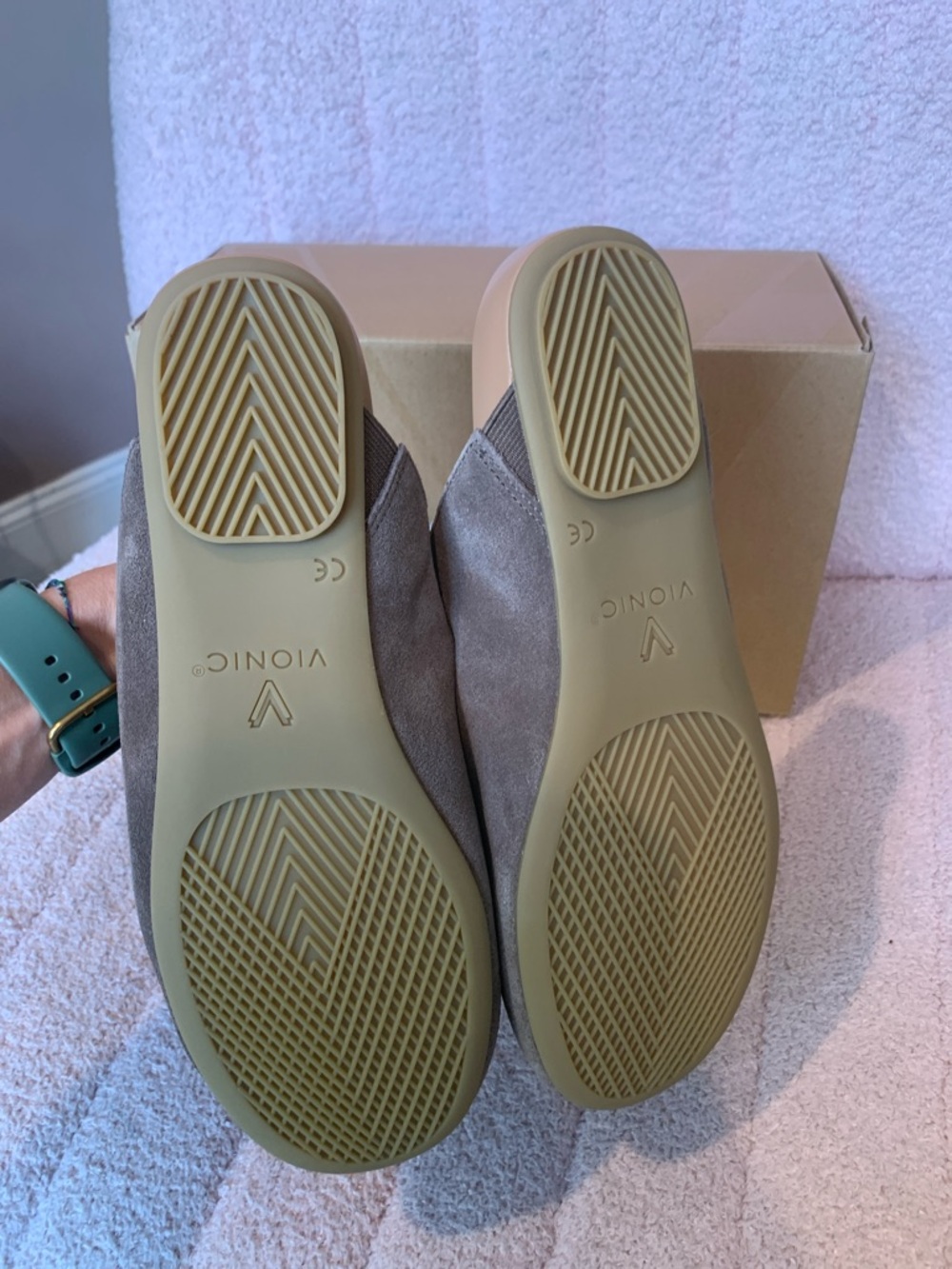 Vionic Taupe Suede Mule Slides- Opal - Picture 5 of 6